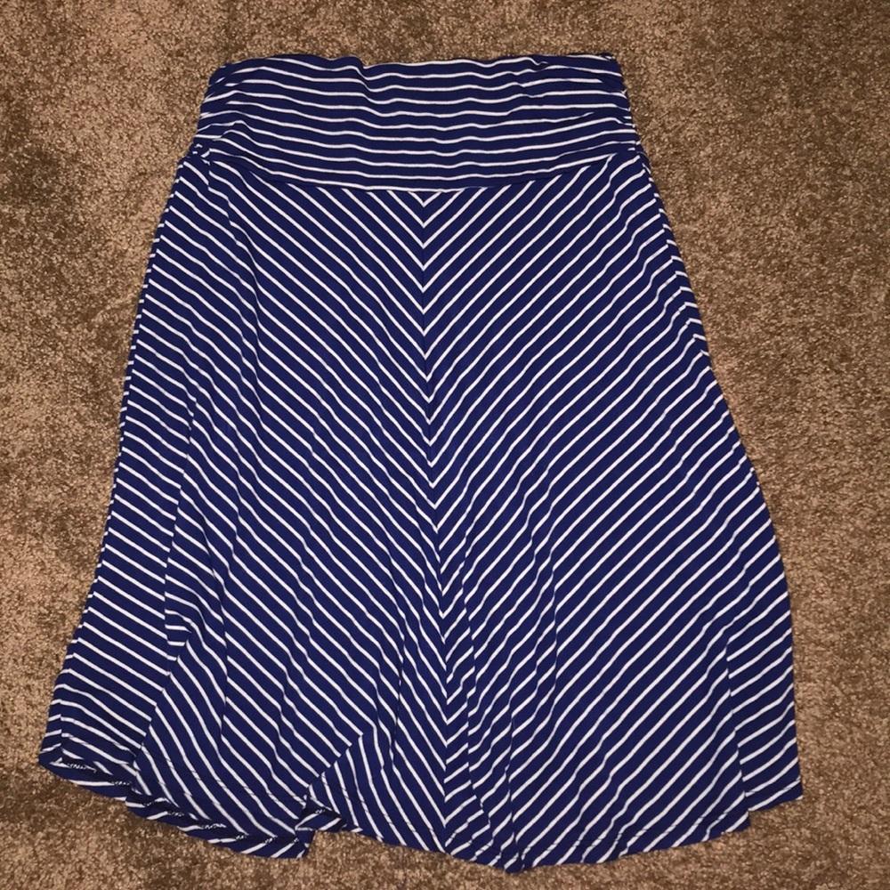 Blue and white striped skirt